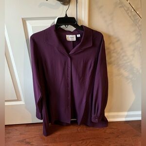 Linea by Louis Dell Olio  Women's Purple Button-Up Top Size Medium